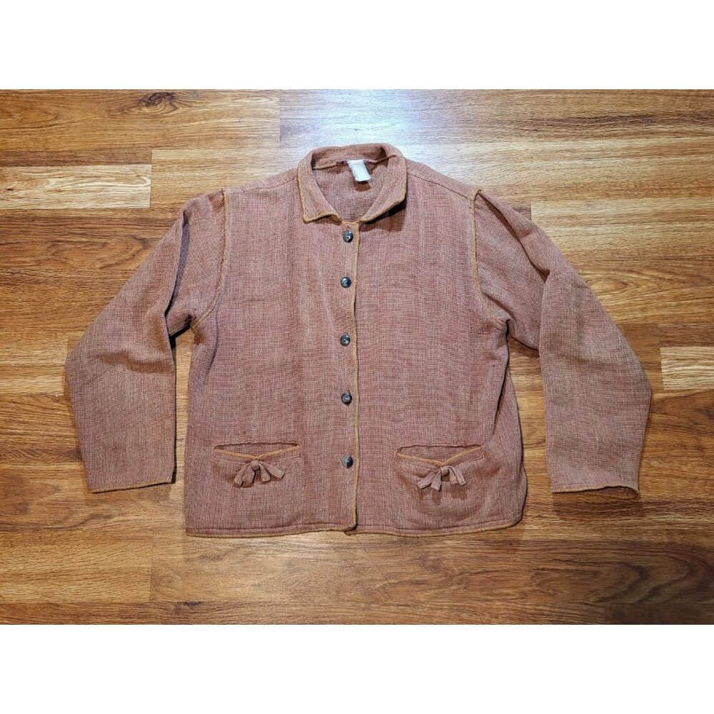 Tribe A People United Artsy Collared Tunic Jacket Top Hemp/Cotton Button Up L?